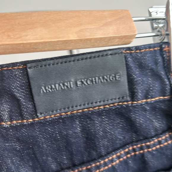 Armani Exchange Hi Waist Cuff Straight Ankle Dark Wash Jeans Women size 27 - Picture 13 of 17